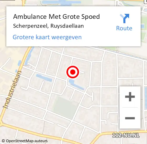 Locatie op kaart van de 112 melding: Ambulance Met Grote Spoed Naar Scherpenzeel, Ruysdaellaan op 17 januari 2016 02:31