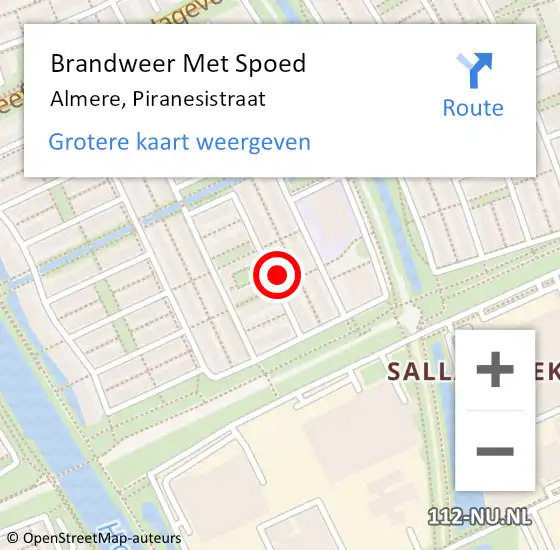 Locatie op kaart van de 112 melding: Brandweer Met Spoed Naar Almere, Piranesistraat op 17 januari 2016 03:49