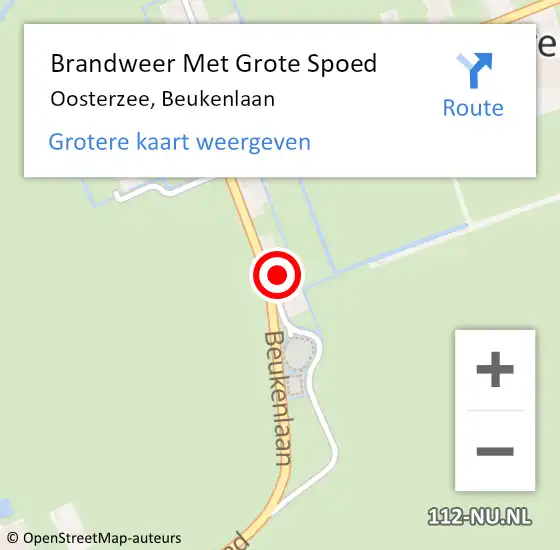 Locatie op kaart van de 112 melding: Brandweer Met Grote Spoed Naar Oosterzee, Beukenlaan op 17 januari 2016 07:40