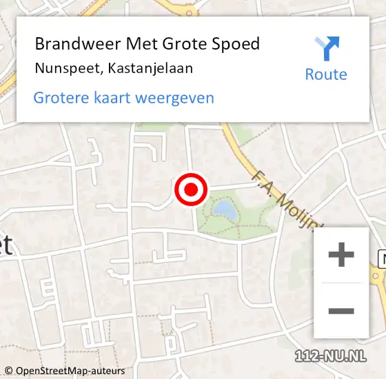 Locatie op kaart van de 112 melding: Brandweer Met Grote Spoed Naar Nunspeet, Kastanjelaan op 17 januari 2016 07:54