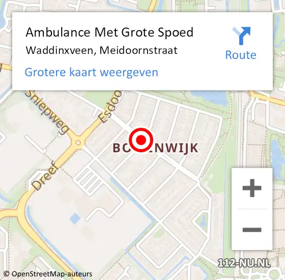 Locatie op kaart van de 112 melding: Ambulance Met Grote Spoed Naar Waddinxveen, Meidoornstraat op 17 januari 2016 08:34