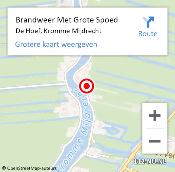 Locatie op kaart van de 112 melding: Brandweer Met Grote Spoed Naar De Hoef, Kromme Mijdrecht op 17 januari 2016 08:46