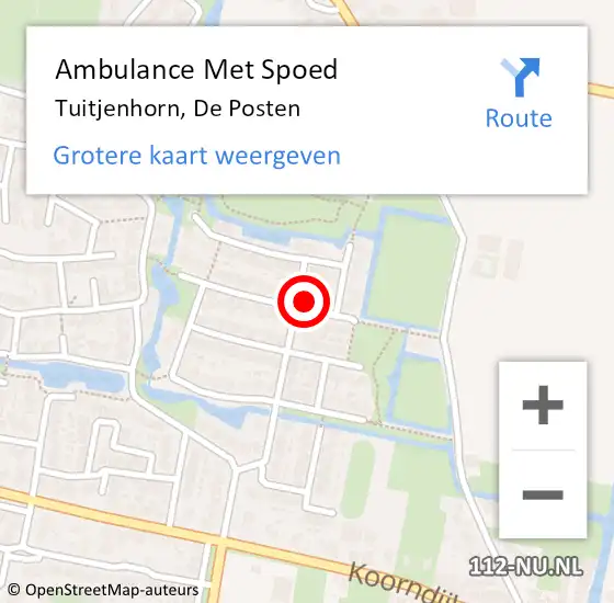 Locatie op kaart van de 112 melding: Ambulance Met Spoed Naar Tuitjenhorn, De Posten op 17 januari 2016 09:03