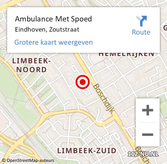 Locatie op kaart van de 112 melding: Ambulance Met Spoed Naar Eindhoven, Zoutstraat op 17 januari 2016 09:07