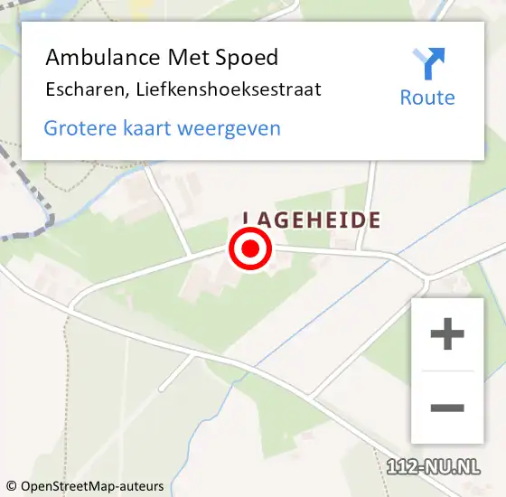 Locatie op kaart van de 112 melding: Ambulance Met Spoed Naar Escharen, Liefkenshoeksestraat op 3 december 2013 13:48