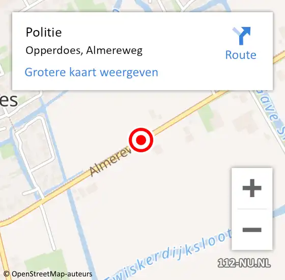 Locatie op kaart van de 112 melding: Politie Opperdoes, Almereweg op 17 januari 2016 11:12