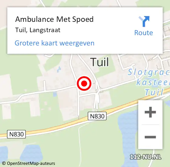 Locatie op kaart van de 112 melding: Ambulance Met Spoed Naar Tuil, Langstraat op 17 januari 2016 11:17