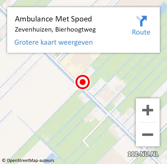 Locatie op kaart van de 112 melding: Ambulance Met Spoed Naar Zevenhuizen, Bierhoogtweg op 17 januari 2016 11:18