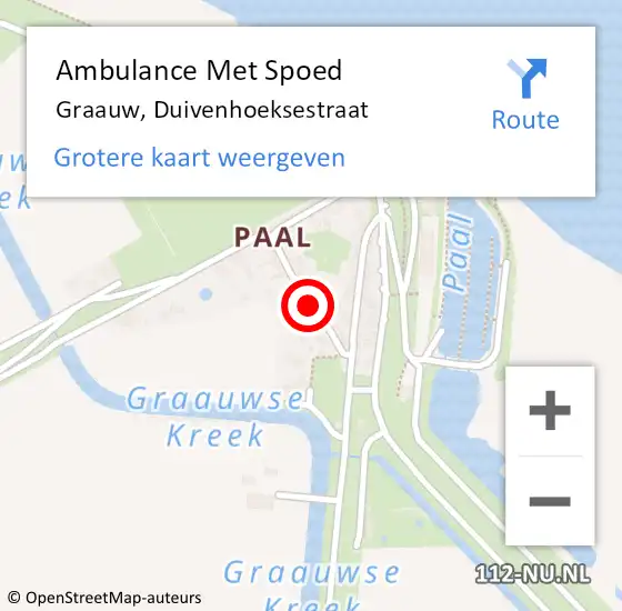 Locatie op kaart van de 112 melding: Ambulance Met Spoed Naar Graauw, Duivenhoeksestraat op 17 januari 2016 12:23