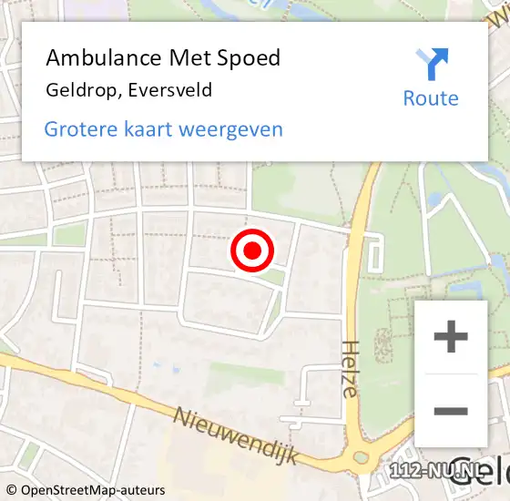 Locatie op kaart van de 112 melding: Ambulance Met Spoed Naar Geldrop, Eversveld op 17 januari 2016 13:27