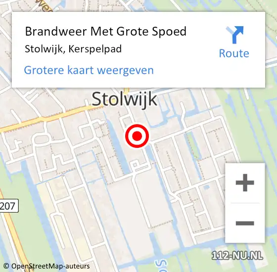 Locatie op kaart van de 112 melding: Brandweer Met Grote Spoed Naar Stolwijk, Kerspelpad op 17 januari 2016 13:31