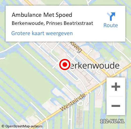 Locatie op kaart van de 112 melding: Ambulance Met Spoed Naar Berkenwoude, Prinses Beatrixstraat op 17 januari 2016 13:36