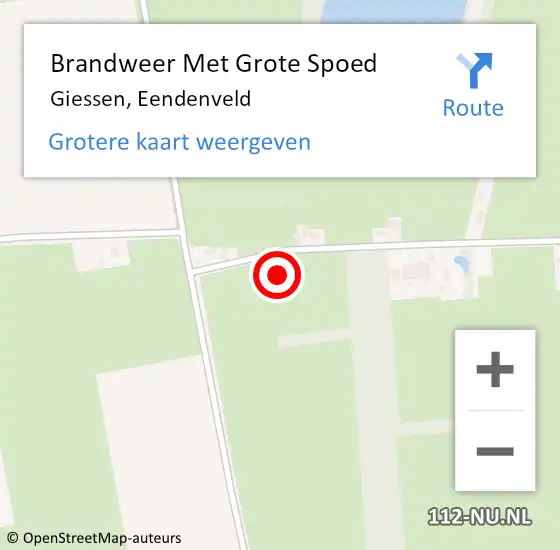 Locatie op kaart van de 112 melding: Brandweer Met Grote Spoed Naar Giessen, Eendenveld op 17 januari 2016 14:13