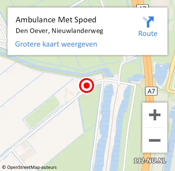 Locatie op kaart van de 112 melding: Ambulance Met Spoed Naar Den Oever, Nieuwlanderweg op 17 januari 2016 14:48