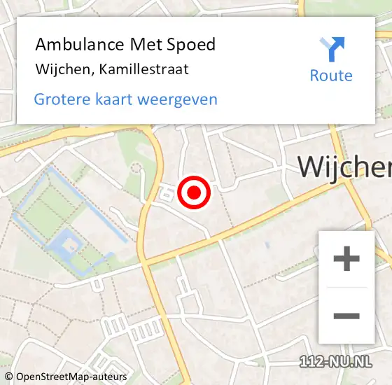 Locatie op kaart van de 112 melding: Ambulance Met Spoed Naar Wijchen, Kamillestraat op 17 januari 2016 14:56