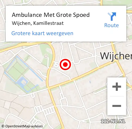 Locatie op kaart van de 112 melding: Ambulance Met Grote Spoed Naar Wijchen, Kamillestraat op 17 januari 2016 15:00