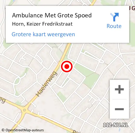 Locatie op kaart van de 112 melding: Ambulance Met Grote Spoed Naar Horn, Keizer Fredrikstraat op 17 januari 2016 15:43