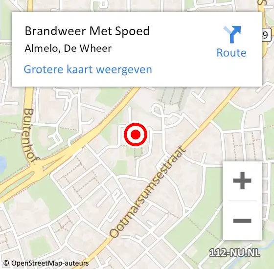 Locatie op kaart van de 112 melding: Brandweer Met Spoed Naar Almelo, De Wheer op 17 januari 2016 16:00