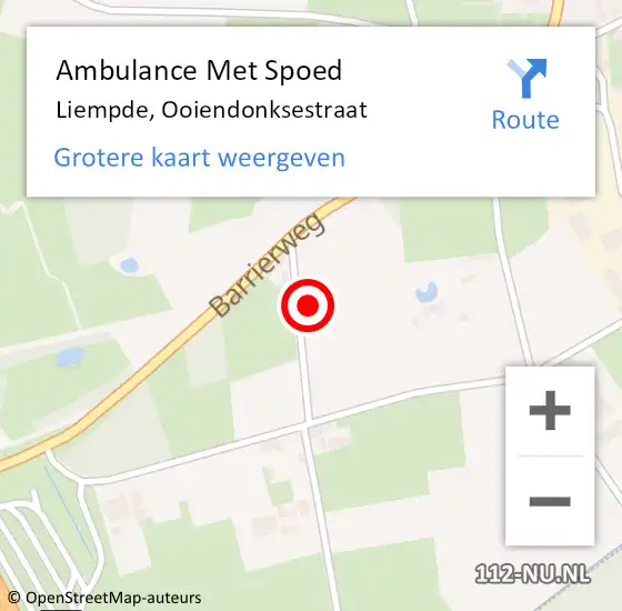 Locatie op kaart van de 112 melding: Ambulance Met Spoed Naar Liempde, Ooiendonksestraat op 17 januari 2016 19:16