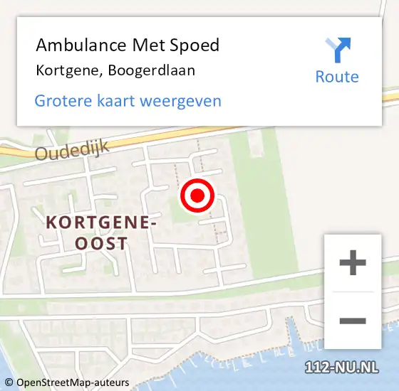 Locatie op kaart van de 112 melding: Ambulance Met Spoed Naar Kortgene, Boogerdlaan op 17 januari 2016 20:28