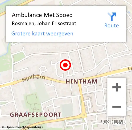 Locatie op kaart van de 112 melding: Ambulance Met Spoed Naar Rosmalen, Johan Frisostraat op 17 januari 2016 21:02