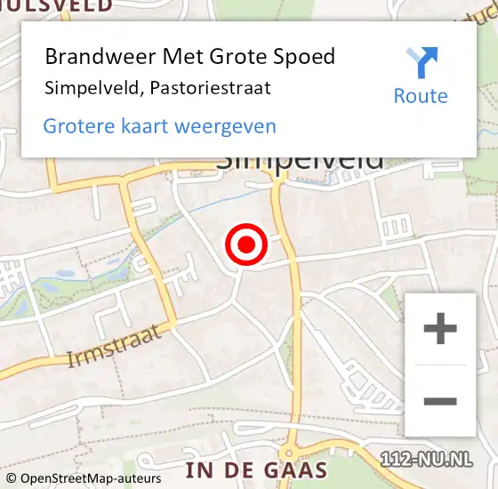 Locatie op kaart van de 112 melding: Brandweer Met Grote Spoed Naar Simpelveld, Pastoriestraat op 17 januari 2016 21:22