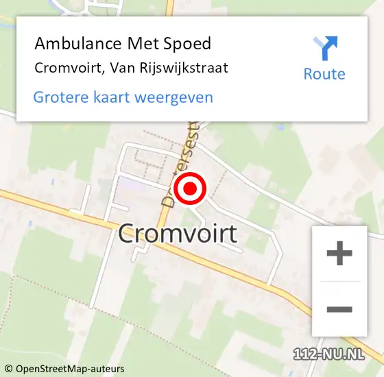 Locatie op kaart van de 112 melding: Ambulance Met Spoed Naar Cromvoirt, Van Rijswijkstraat op 17 januari 2016 21:38