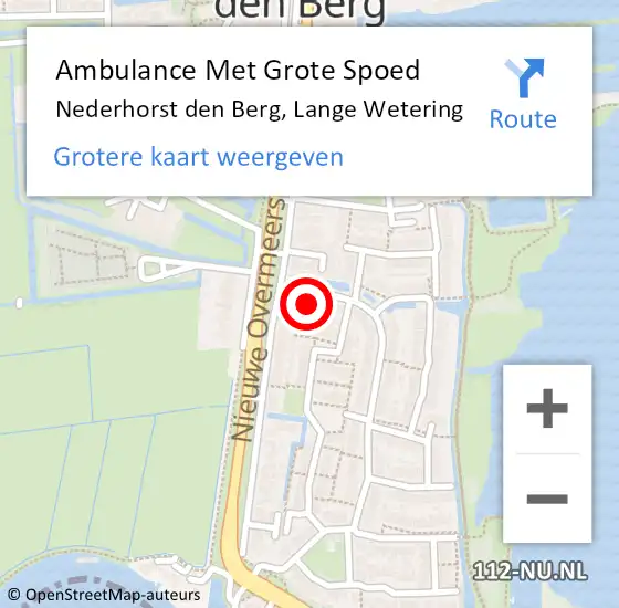 Locatie op kaart van de 112 melding: Ambulance Met Grote Spoed Naar Nederhorst den Berg, Lange Wetering op 17 januari 2016 22:44