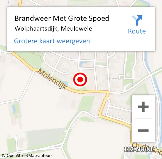 Locatie op kaart van de 112 melding: Brandweer Met Grote Spoed Naar Wolphaartsdijk, Meuleweie op 17 januari 2016 23:22