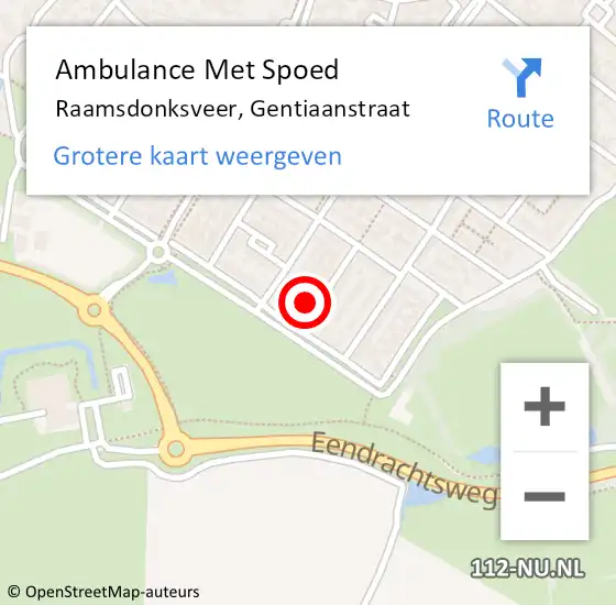 Locatie op kaart van de 112 melding: Ambulance Met Spoed Naar Raamsdonksveer, Gentiaanstraat op 18 januari 2016 00:10