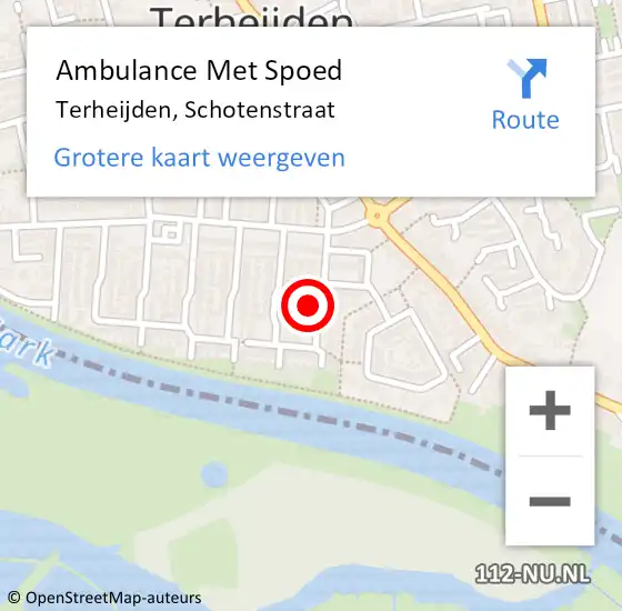 Locatie op kaart van de 112 melding: Ambulance Met Spoed Naar Terheijden, Schotenstraat op 18 januari 2016 01:19