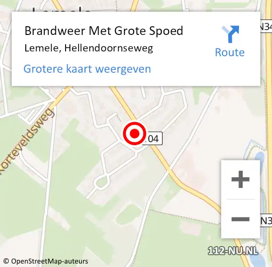 Locatie op kaart van de 112 melding: Brandweer Met Grote Spoed Naar Lemele, Hellendoornseweg op 18 januari 2016 07:43