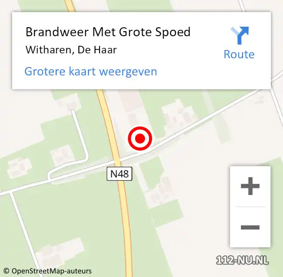 Locatie op kaart van de 112 melding: Brandweer Met Grote Spoed Naar Witharen, De Haar op 18 januari 2016 08:23