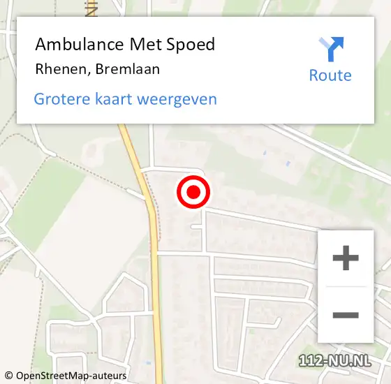 Locatie op kaart van de 112 melding: Ambulance Met Spoed Naar Rhenen, Bremlaan op 3 december 2013 15:04