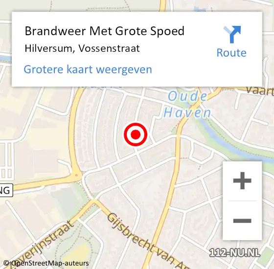 Locatie op kaart van de 112 melding: Brandweer Met Grote Spoed Naar Hilversum, Vossenstraat op 18 januari 2016 09:25