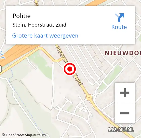 Locatie op kaart van de 112 melding: Politie Stein, Heerstraat-Zuid op 18 januari 2016 09:32