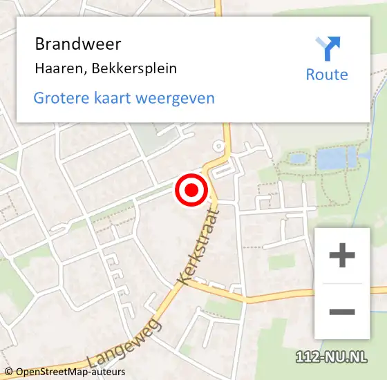 Locatie op kaart van de 112 melding: Brandweer Haaren, Bekkersplein op 18 januari 2016 10:05