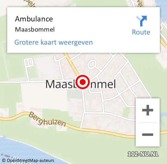 Locatie op kaart van de 112 melding: Ambulance Maasbommel op 18 januari 2016 10:13