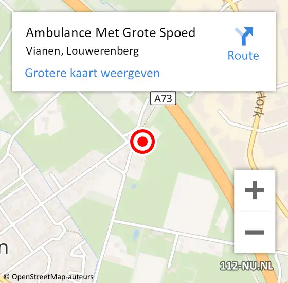 Locatie op kaart van de 112 melding: Ambulance Met Grote Spoed Naar Vianen, Louwerenberg op 18 januari 2016 10:57