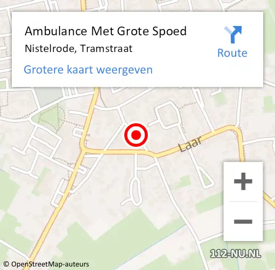 Locatie op kaart van de 112 melding: Ambulance Met Grote Spoed Naar Nistelrode, Tramstraat op 18 januari 2016 11:34