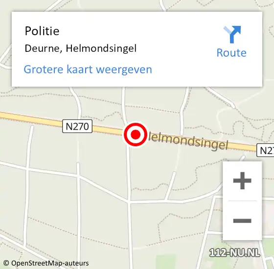 Locatie op kaart van de 112 melding: Politie Deurne, Helmondsingel op 18 januari 2016 11:35