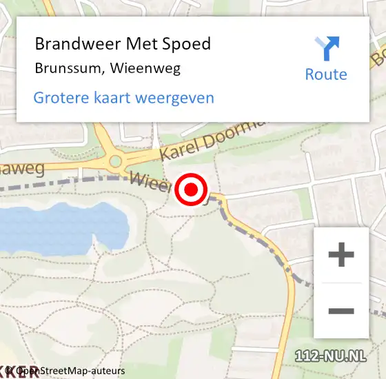 Locatie op kaart van de 112 melding: Brandweer Met Spoed Naar Brunssum, Wieenweg op 18 januari 2016 12:18