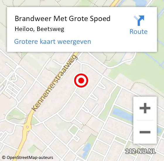 Locatie op kaart van de 112 melding: Brandweer Met Grote Spoed Naar Heiloo, Beetsweg op 18 januari 2016 12:32