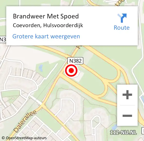 Locatie op kaart van de 112 melding: Brandweer Met Spoed Naar Coevorden, Hulsvoorderdijk op 18 januari 2016 13:07