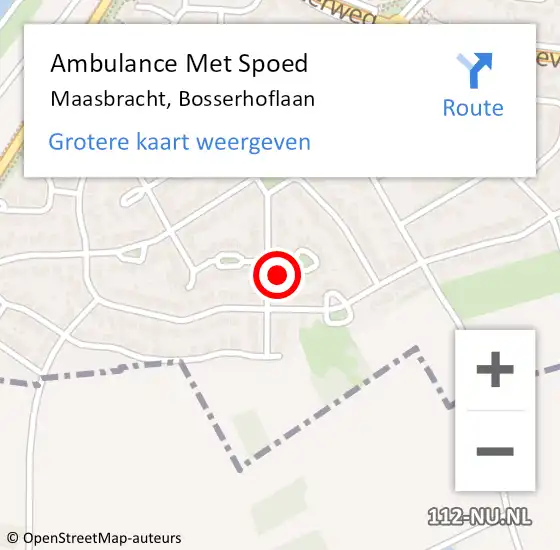 Locatie op kaart van de 112 melding: Ambulance Met Spoed Naar Maasbracht, Bosserhoflaan op 18 januari 2016 13:24