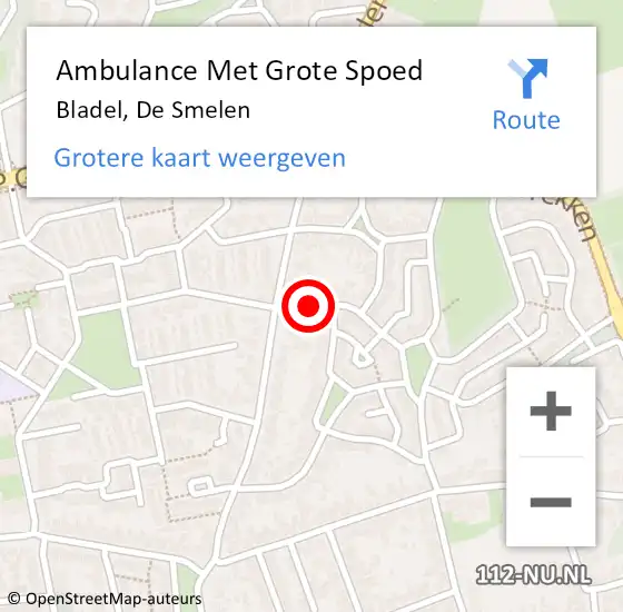 Locatie op kaart van de 112 melding: Ambulance Met Grote Spoed Naar Bladel, De Smelen op 18 januari 2016 13:29