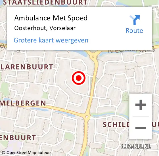 Locatie op kaart van de 112 melding: Ambulance Met Spoed Naar Oosterhout, Vorselaar op 18 januari 2016 13:51