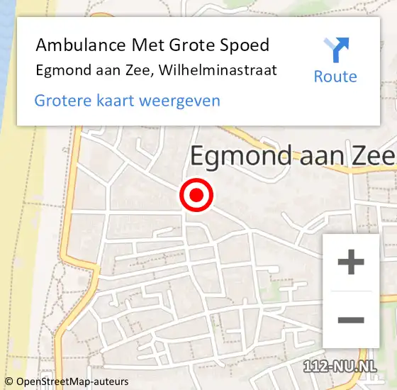 Locatie op kaart van de 112 melding: Ambulance Met Grote Spoed Naar Egmond aan Zee, Wilhelminastraat op 18 januari 2016 14:07