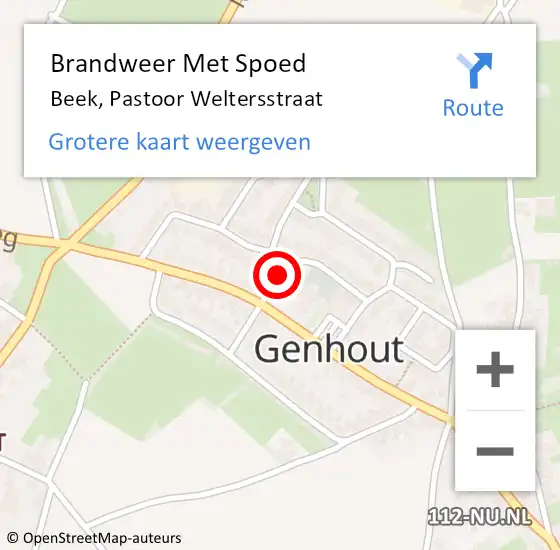 Locatie op kaart van de 112 melding: Brandweer Met Spoed Naar Beek, Pastoor Weltersstraat op 18 januari 2016 14:12