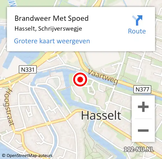 Locatie op kaart van de 112 melding: Brandweer Met Spoed Naar Hasselt, Schrijverswegje op 18 januari 2016 14:52